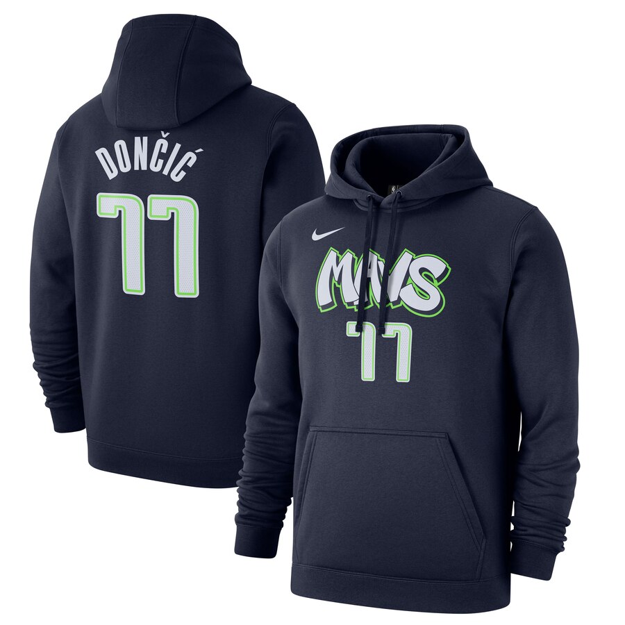Men's Dallas Mavericks #11 Luka Doncic Navy City Edition Name & Number Pullover Hoodie